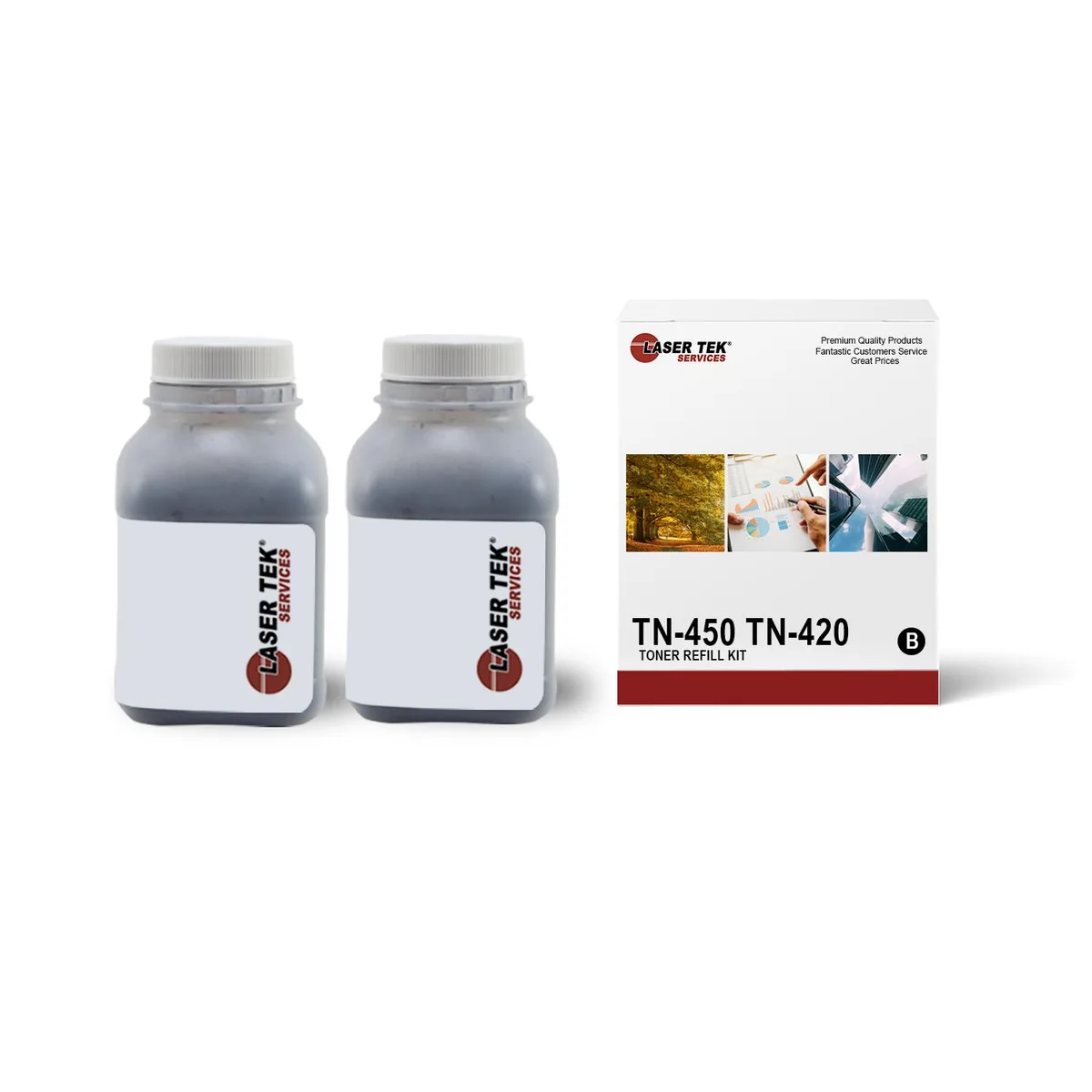 Laser Tek Services Laser Tek Services TN450 TN420 Black Toner Refill Kit 2Pk — product photo