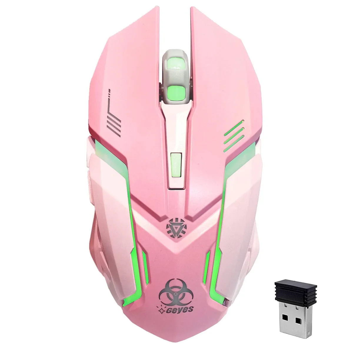  ASUS C9 VEGCOO Wireless Gaming Mouse Pink 6 Buttons 1200-2400 DPI 56h Battery — product photo