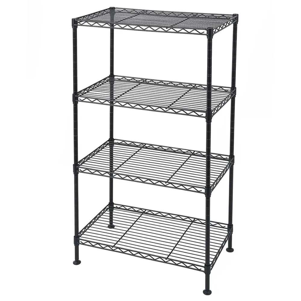 QXDRAGON QXDRAGON 4-Tier Adjustable Wire Shelving Unit Black 19.7" L x 11.8" W x 31.5" H 335 lbs capacity — product photo