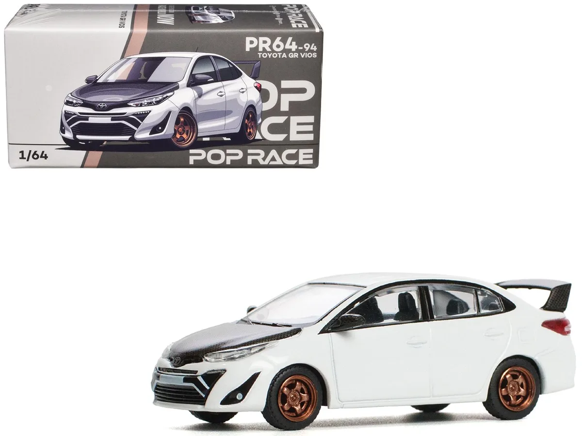 Pop Race Pop Race Toyota GR Vios White Carbon Hood 1/64 Die-Cast — product photo