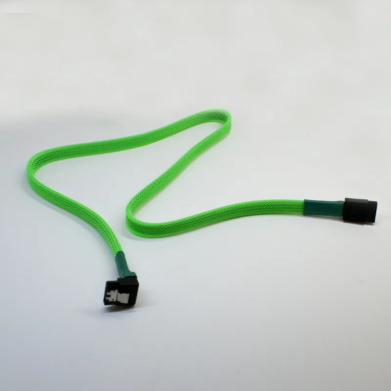 Darkside Computer Modding Darkside Computer Modding 45cm SATA 3.0 180° to 90° Data Cable with Latch Green UV — product photo