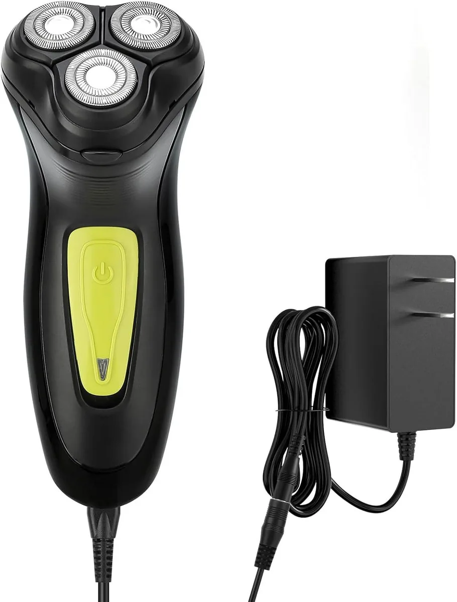 Yellow corded rotary shaver with three floating heads and pop-up trimmer