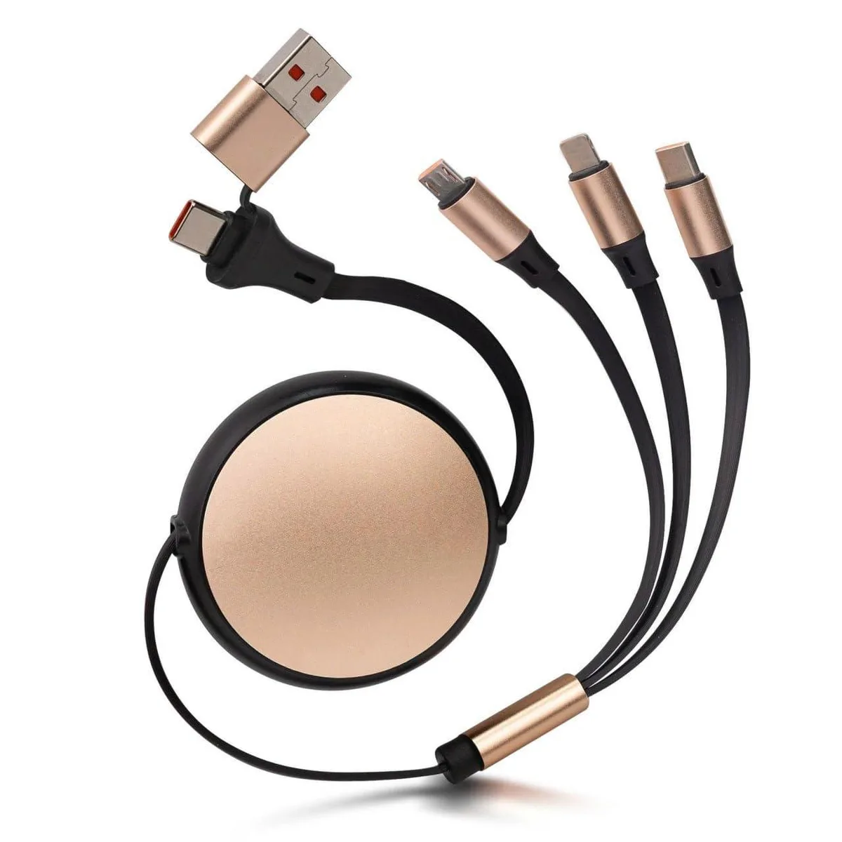 Mobee Mobee 6-in-1 Retractable Multi Charging Cable 120W 5A Ebony Golden — product photo