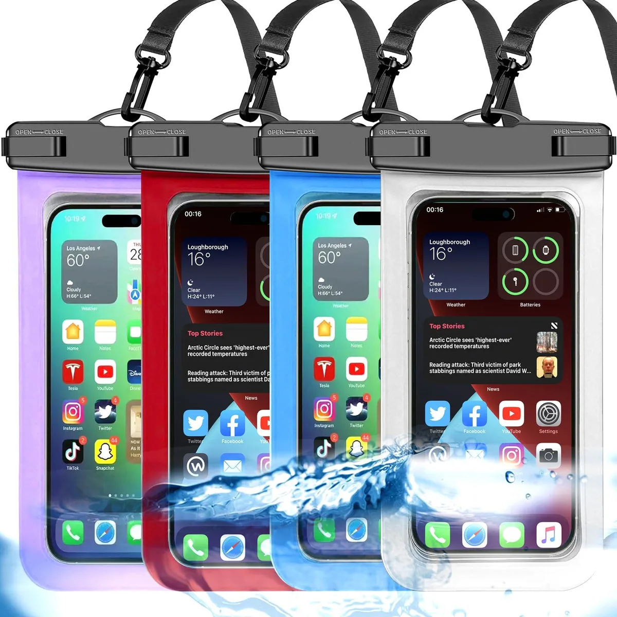  Famoby Waterproof Phone Pouch 4 Pack Multicolor IP68 8.3 inch case — product photo
