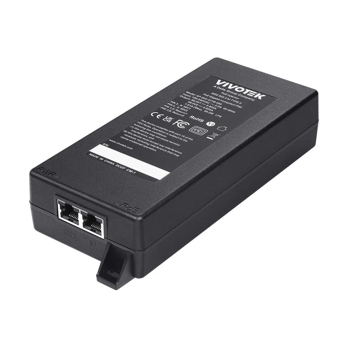 VIVOTEK Inc. VIVOTEK Inc. 90W bt PoE Injector 1 Gigabit — product photo