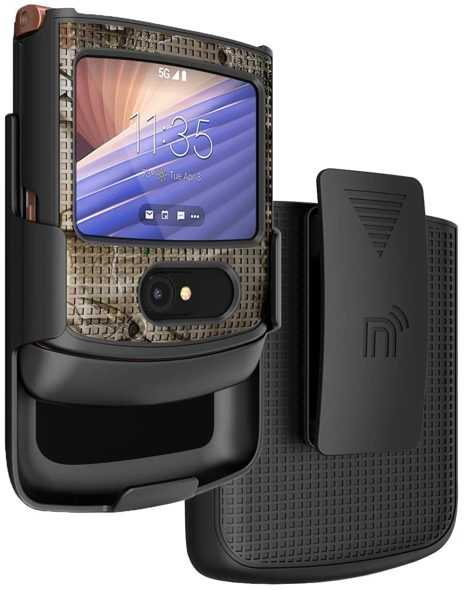 Nakedcellphone Nakedcellphone Grid Case + Belt Clip Holster Combo for Motorola RAZR 5G (2020) Camo — product photo