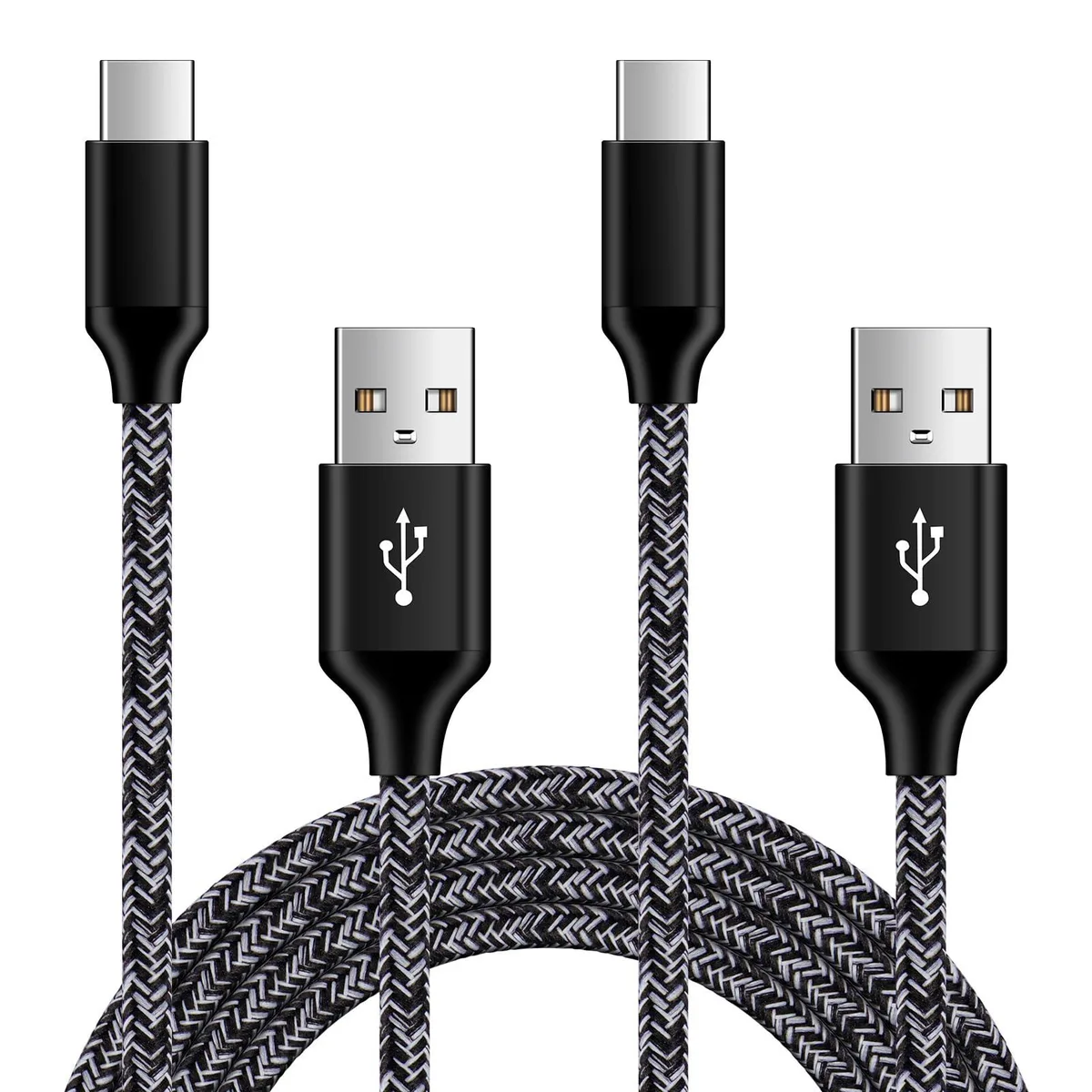  ANDHOT USB-A to USB-C cable 2-pack 6 ft 480 Mbps black — product photo