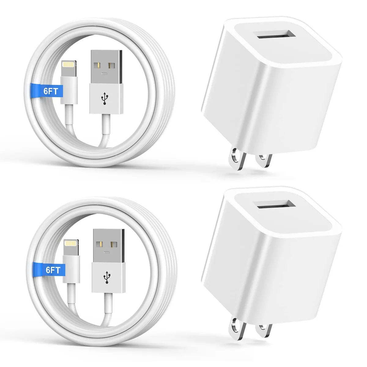  esbeecables DC5104 2-Pack 6 ft Lightning Cable with 2 USB Wall Chargers — product photo