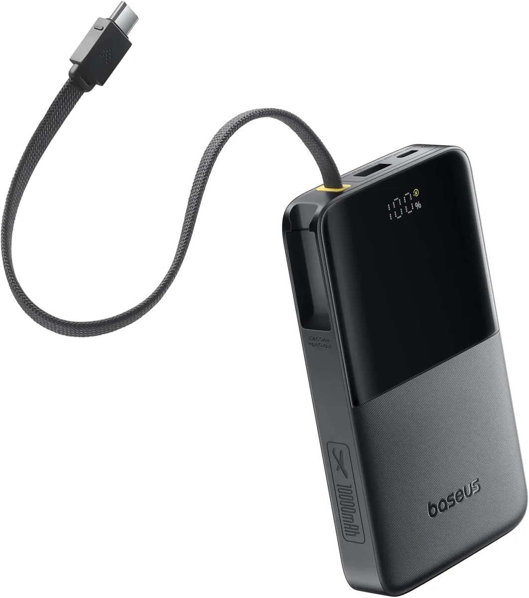 WOOJONG WOOJONG 10000mAh 22.5W Power Bank Built-in USB-C Braided Cable — product photo