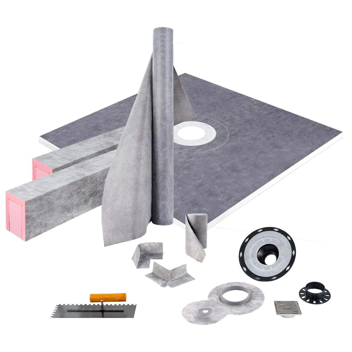 VEVOR VEVOR VV-LYDZ-ABS4848Z bathroom tub 48x48 in 4.5 in curb 304 grate — product photo
