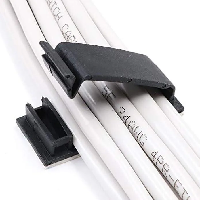 TAURKENAM TAURKENAM Cable Clips 3M Adhesive 50 Pack Black with 10 Reusable Cable Ties — product photo