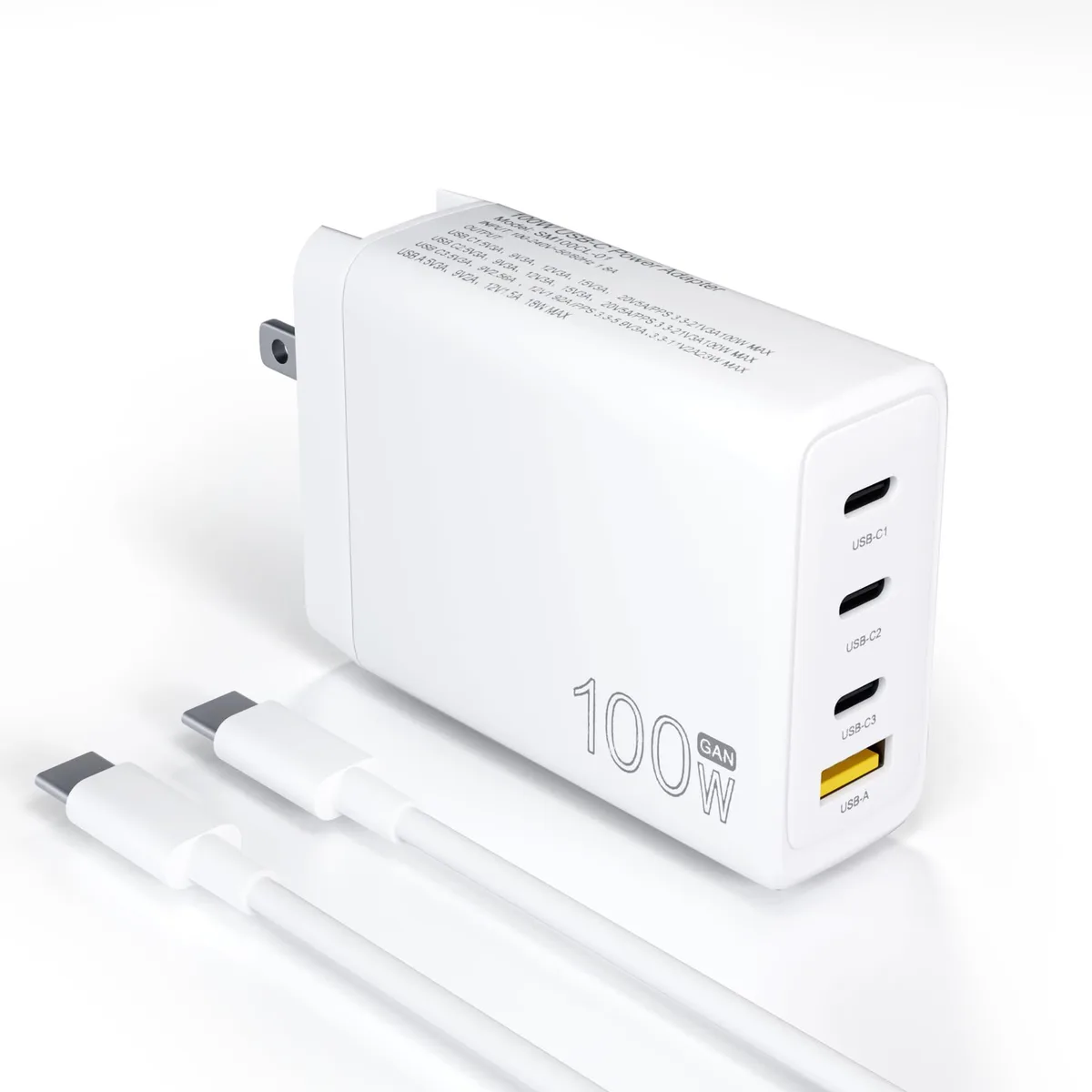  Damusy GaN 100W USB-C Charger 4-Port 100W 23W 18W — product photo