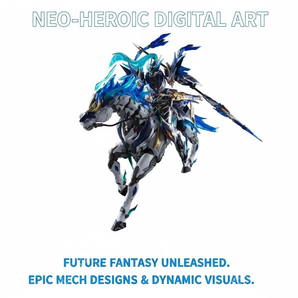 Universal Universal Zhao Yun &amp; Magnolia White Dragon Horse 1/100 Mecha Model Kit 26cm Blue Alloy Frame — product photo