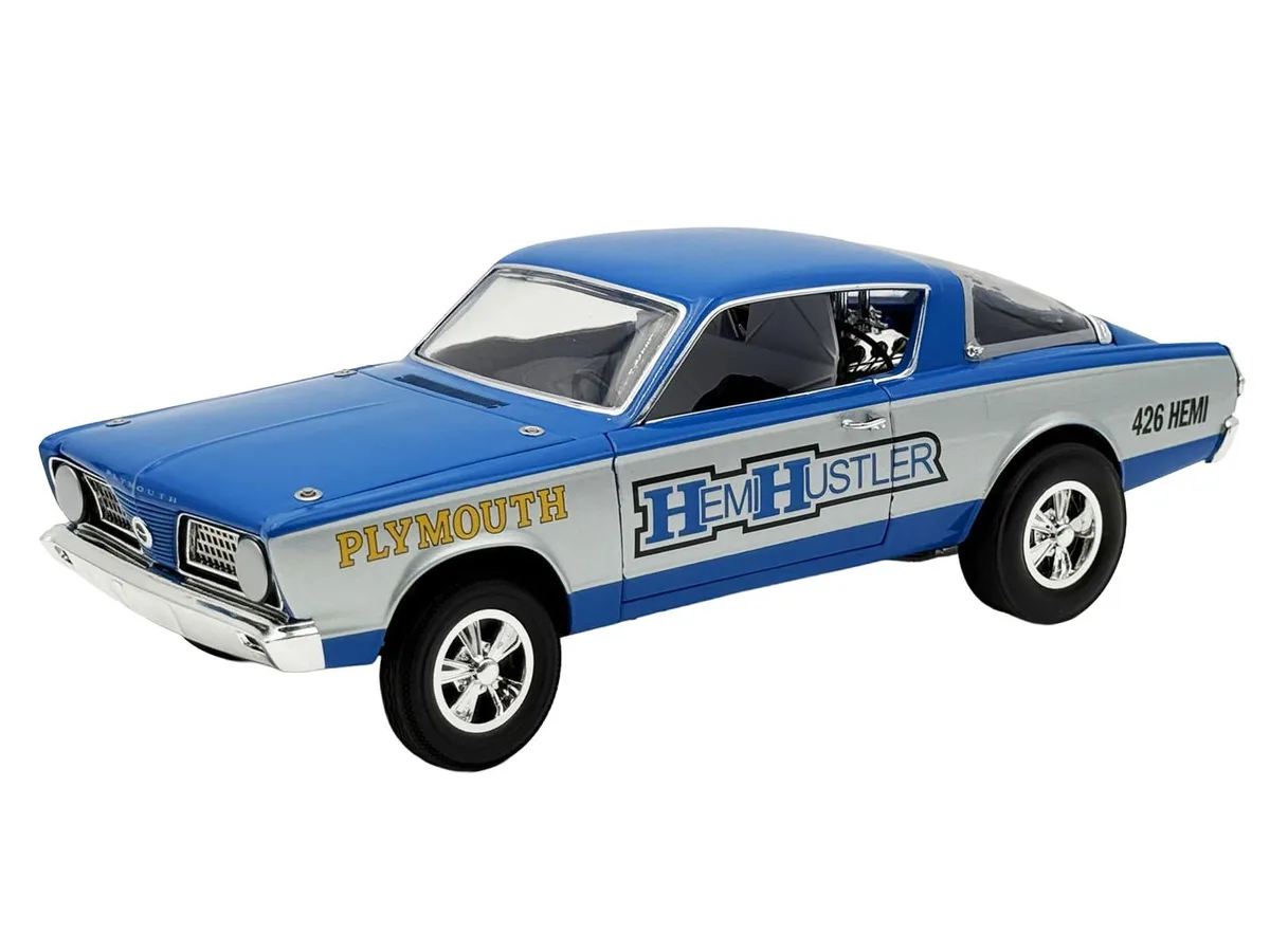 ACME ACME 1966 Plymouth Barracuda "Hemi Hustler" Blue White Stripes 1/18 Limited 374 — product photo