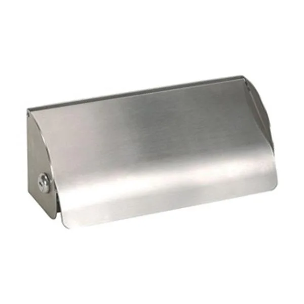 Satin-finish stainless steel double toilet roll holder, horizontal triple-post design
