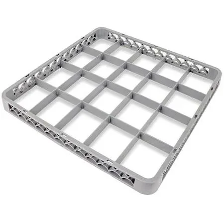 Gray plastic rack extender with 20 square compartments