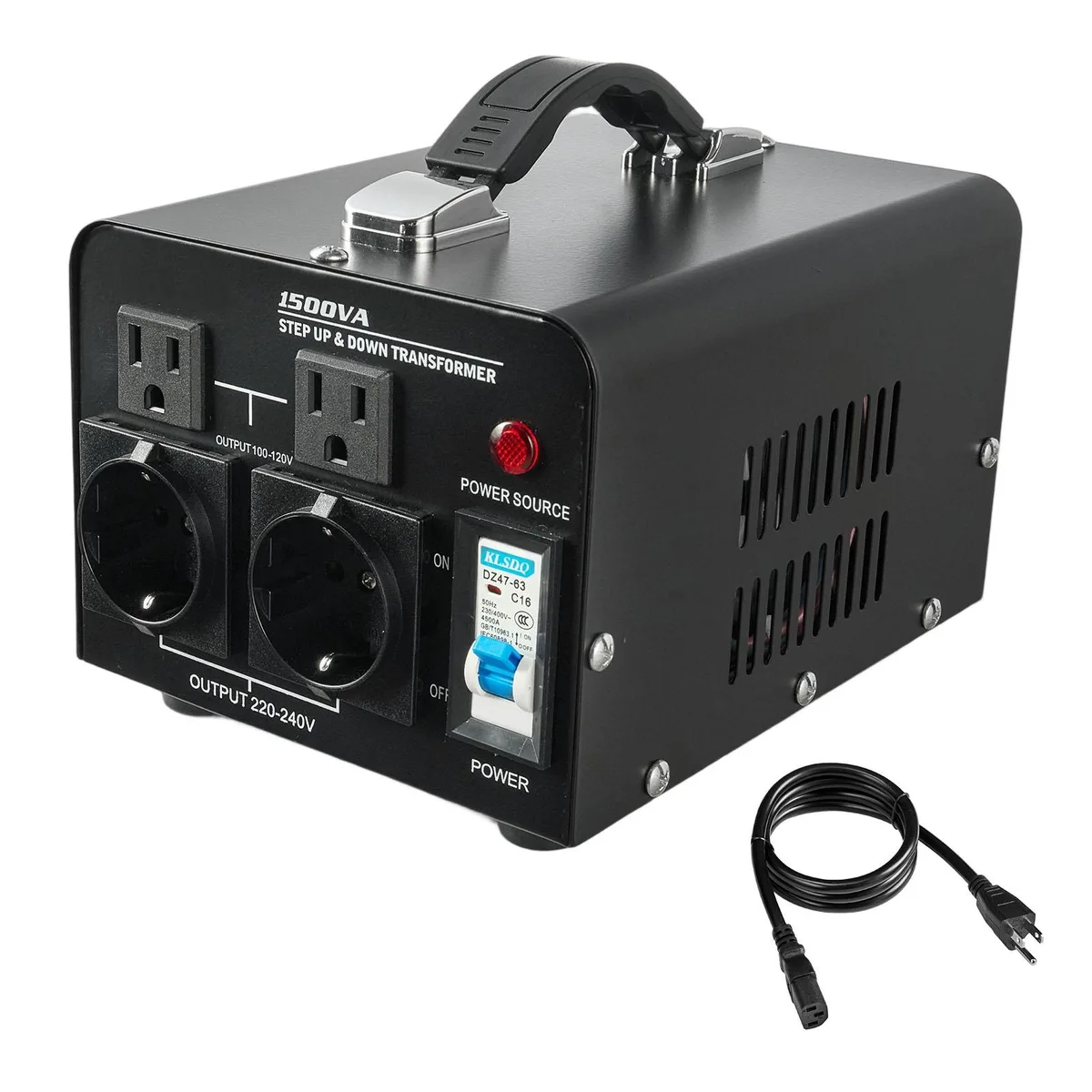 VEVOR VEVOR Voltage Converter Transformer 1500VA Step Up/Down 110V 220V US EU Outlets — product photo