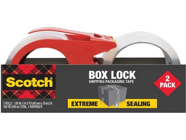 3M 3M 395021RD Packaging Tape 2 Pack 1.88" x 55 yd with Dispenser — product photo