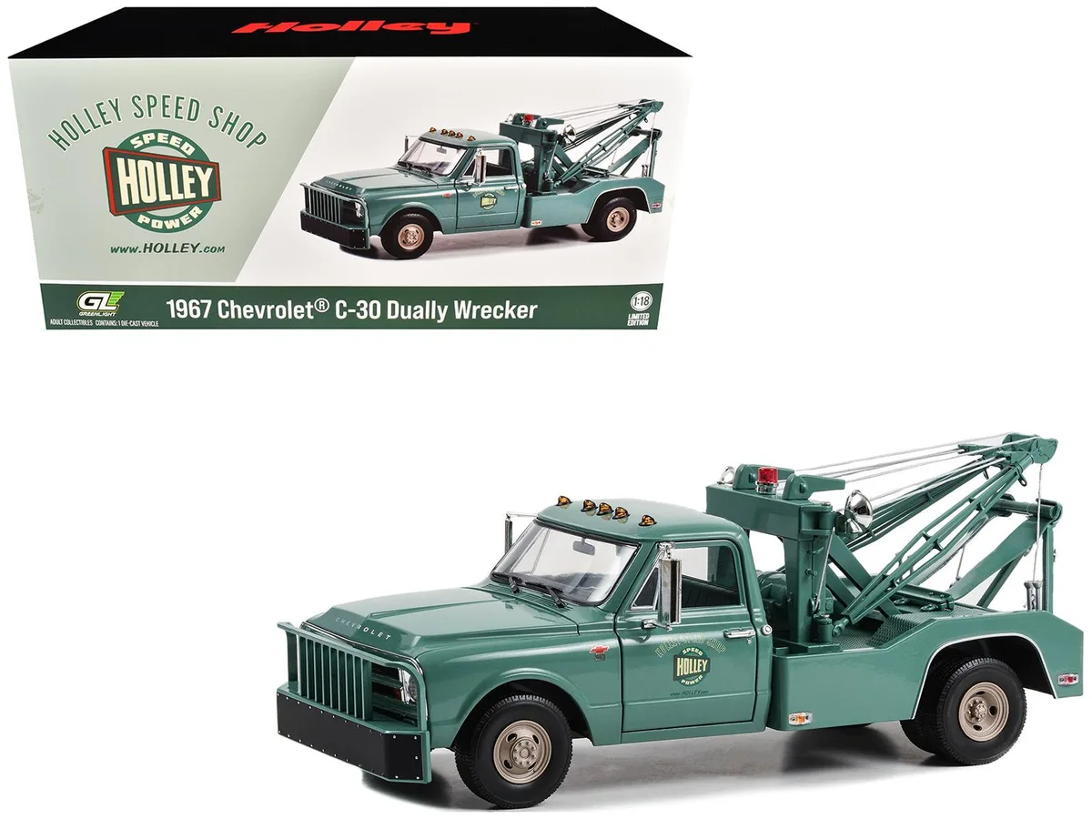 GREENLIGHT GREENLIGHT 1967 Chevrolet C-30 Dually Wrecker "Holley Speed Shop" 1/18 Diecast — product photo