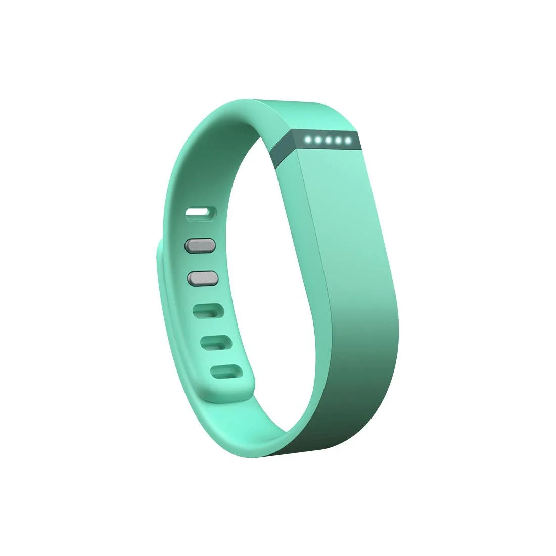 Teal Fitbit Flex wristband with LED indicator lights