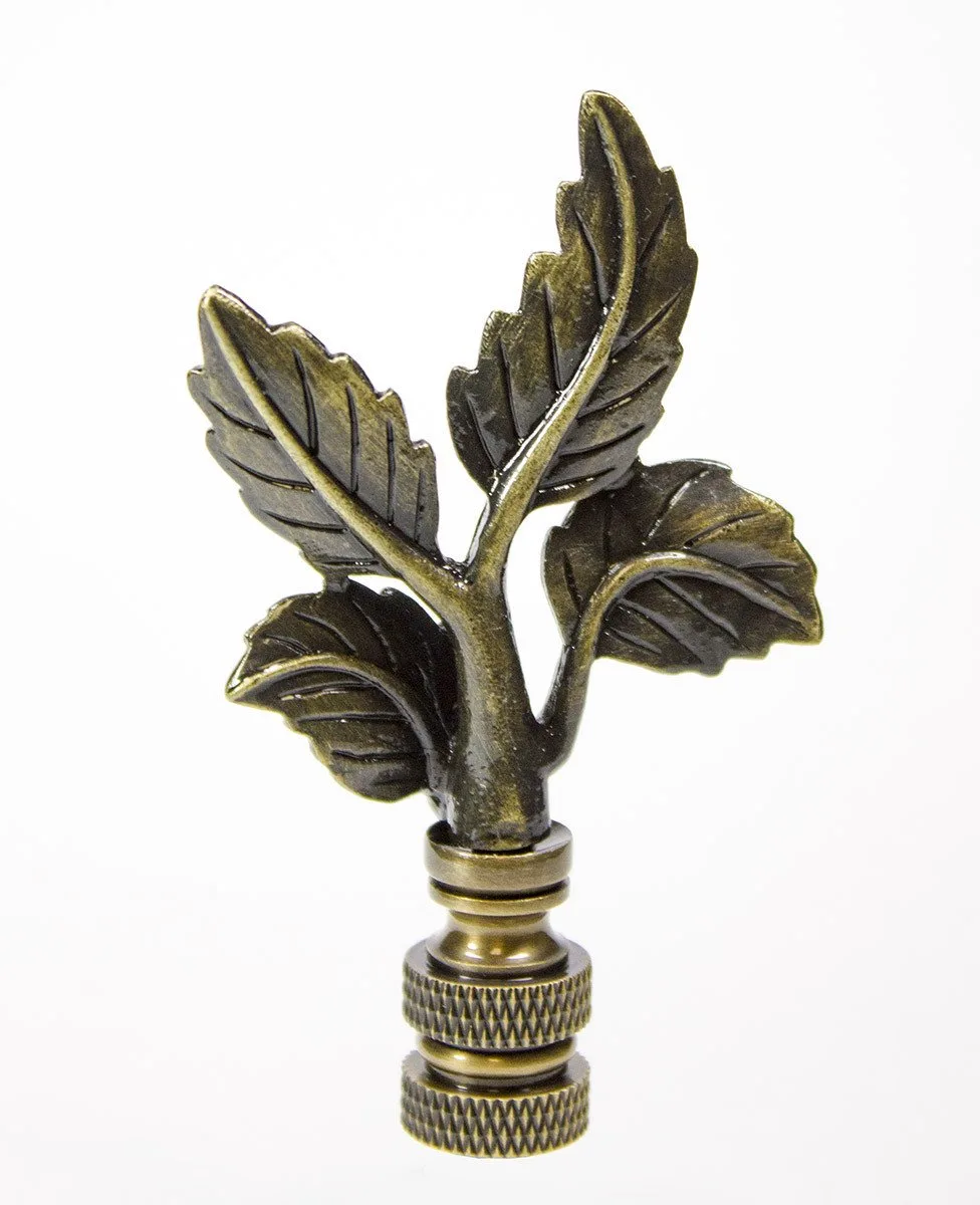 Home Concept Home Concept Leaves Lamp Finial Antique Brass 3"h — product photo