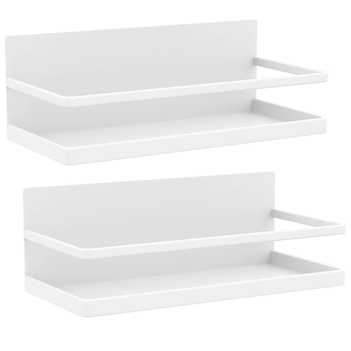 Two red magnetic spice racks, rectangular with rounded corners, matte finish, shown side by side