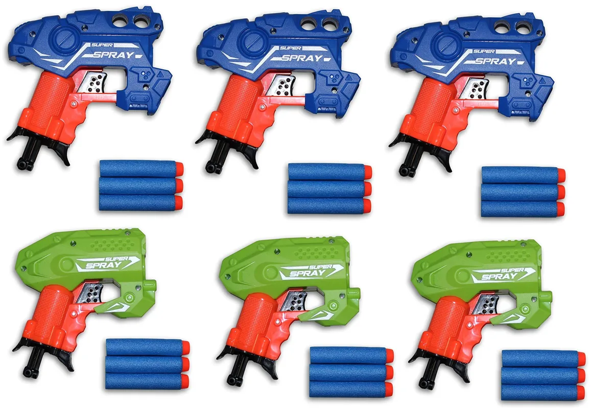 Big Bag of Dart Guns Mini Foam Dart Blasters 6 Pack — product photo
