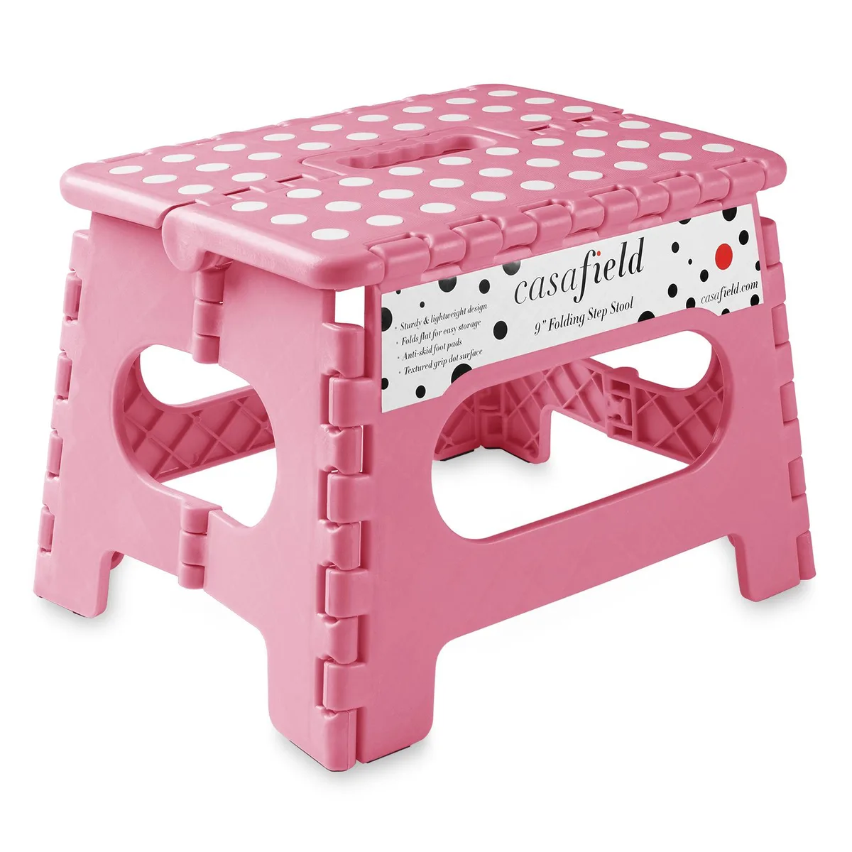 Casafield Casafield 9" Folding Step Stool with Handle, Pink — product photo