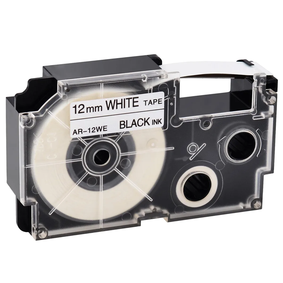 GREENCYCLE GREENCYCLE XR-12WE Label 12mm 26.2ft Black on White — product photo