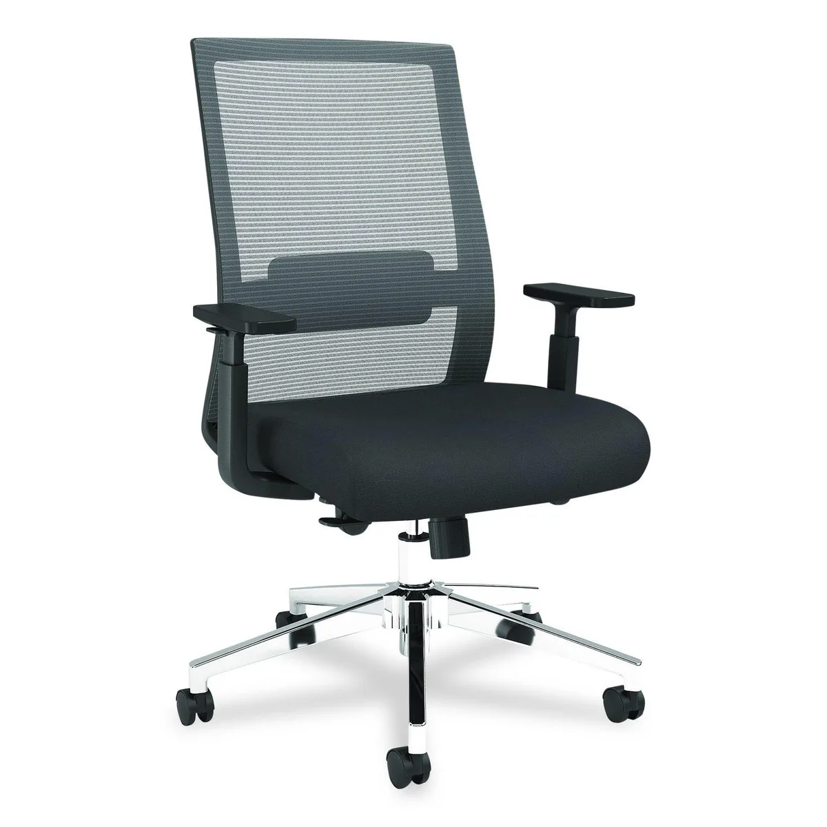 Alera Alera ALEAD41BME17 Ashdale Ergonomic Fabric Swivel Task Chair 275 lb 18.15-21.89" Black/Silver — product photo