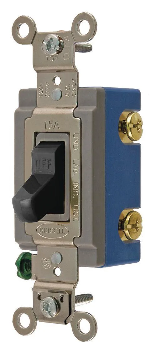 Hubbell Incorporated Hubbell Incorporated HBL1201BK 15 A 120/277 V AC single-pole toggle switch — product photo