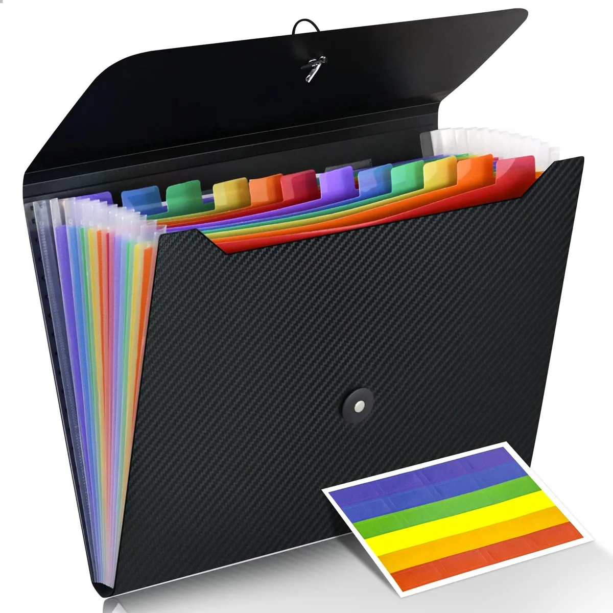 Multicolor 13-pocket expanding file folder, letter size, paper finish, elastic closure