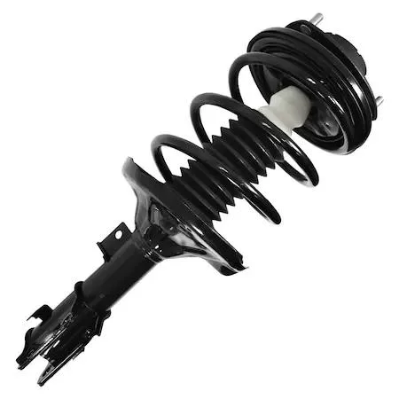 Front-left complete strut assembly with coil spring and top mount, new condition