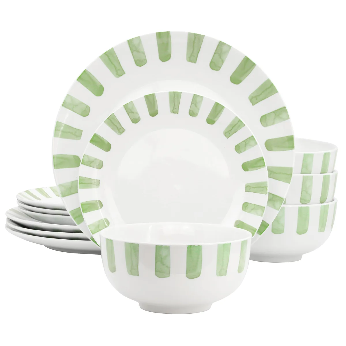 Gibson Home Gibson Home Pacific Waves 12-Piece Ceramic Dinnerware Set Green — product photo