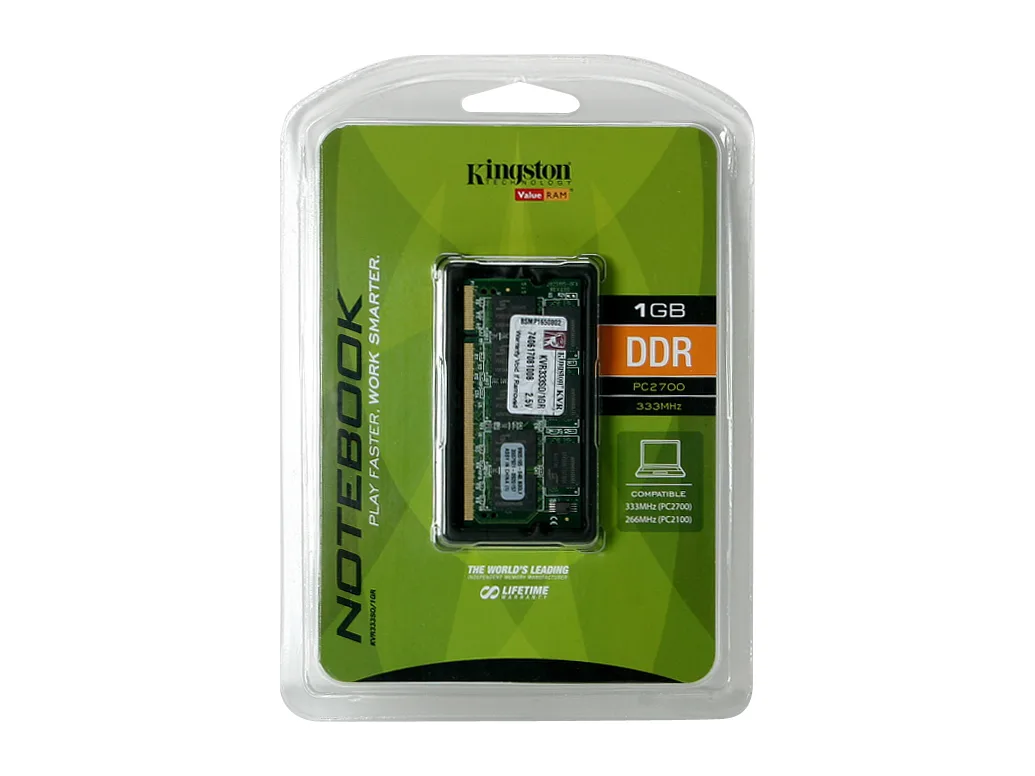 Kingston Technology Corp. Kingston Technology Corp. KVR333SO/1GR 1GB DDR 333 laptop RAM — product photo