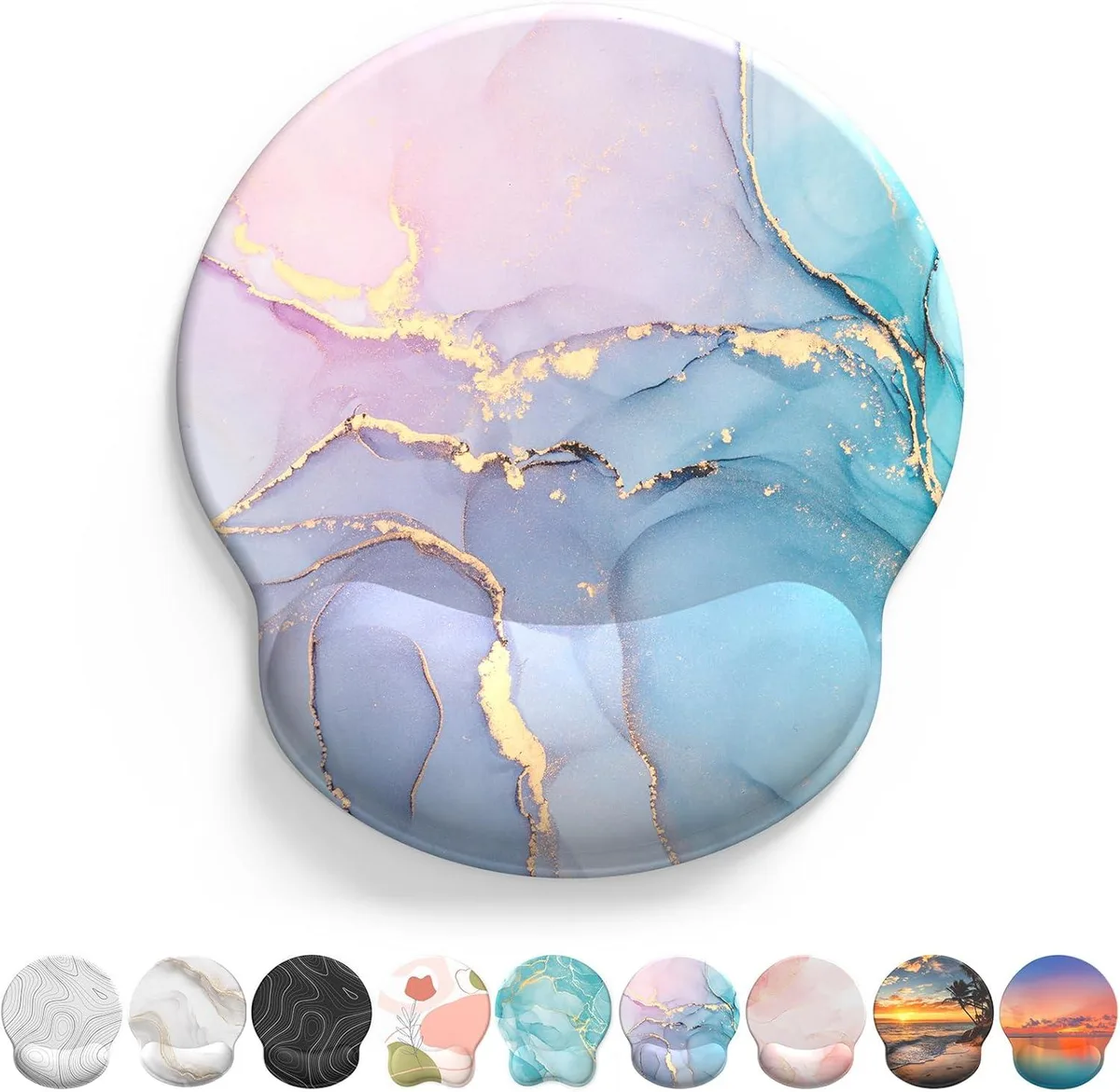 BAOFENG BAOFENG Mouse Pad with Wrist Rest Cyan Pink Marble — product photo