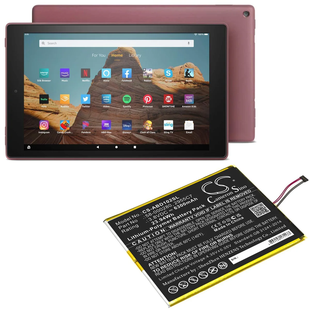 Rectangular replacement battery for Kindle Fire HD 10.1