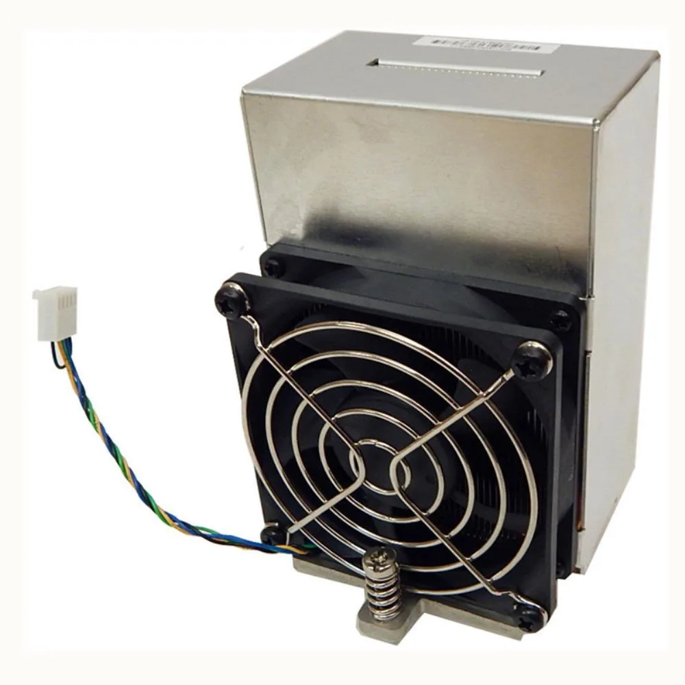 Silver CPU heatsink with black fan assembly visible on top