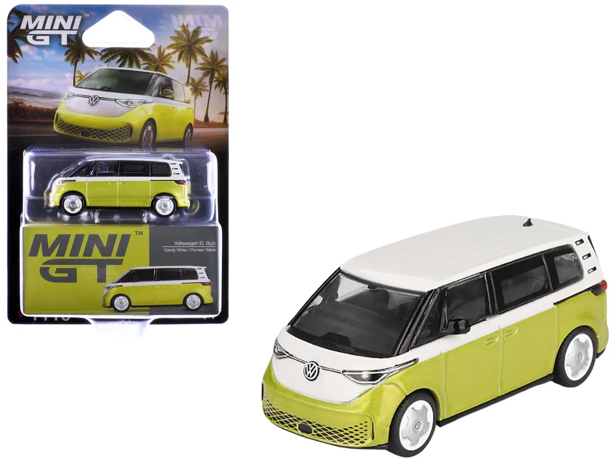 Mini GT Mini GT Volkswagen ID. Buzz Van Pomelo Yellow Metallic Candy White Limited Edition 1/64 Hobby Collectible — product photo