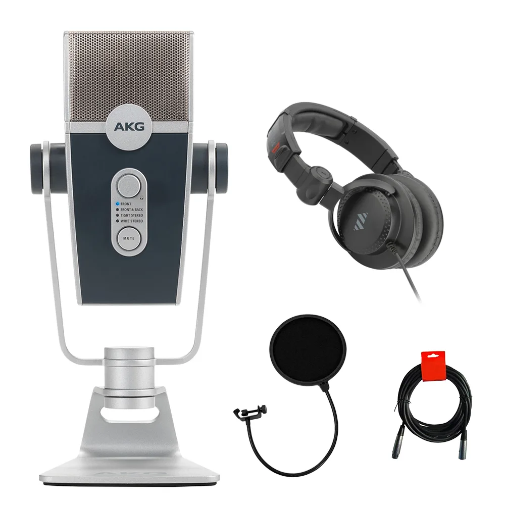 AKG ACOUSTICS AKG ACOUSTICS Lyra USB Condenser Microphone Bundle with Headphones, Pop Filter & XLR Cable — product photo