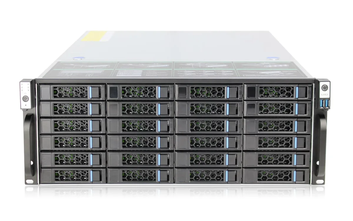 HOTCFWQ HOTCFWQ S465-24 6GB miniSAS air-cooled 24-bay 4U server chassis — product photo