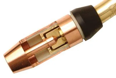 Small brass gas diffuser, cylindrical with threaded base