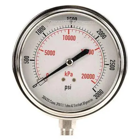 Value Brand Value Brand 4CFK8 Commercial Pressure Gauge 0 to 3,000 psi 3 1/2 in Dial 1/4 — product photo