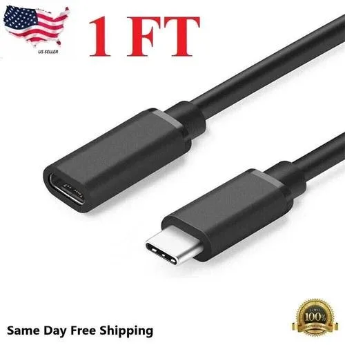 NShi NShi USB 3.1 Type C Male to Female Extension Cable 1 ft Black — product photo