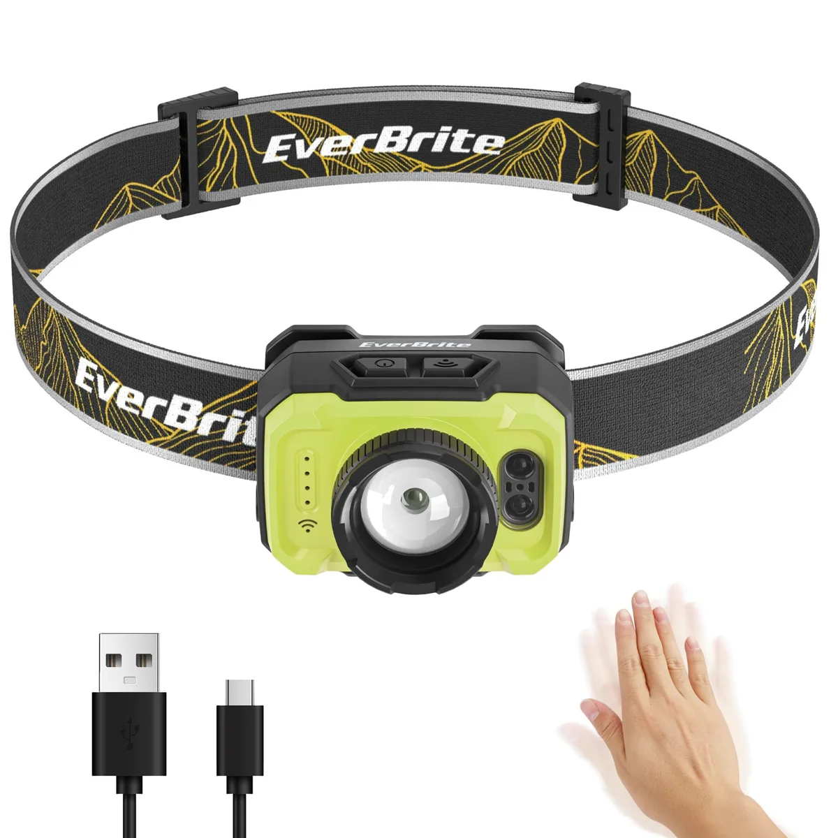 EverBrite aluminium headlamp with zoom lens, motion sensor and adjustable tilt