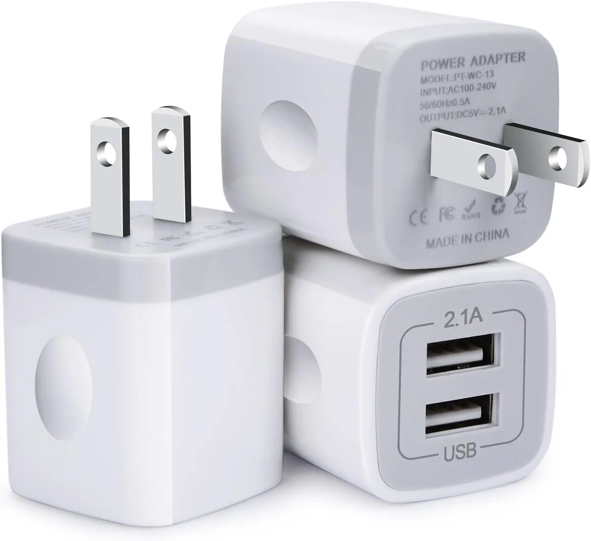 KINGARD KINGARD 3-Pack Dual Port USB Wall Charger 2.1A — product photo