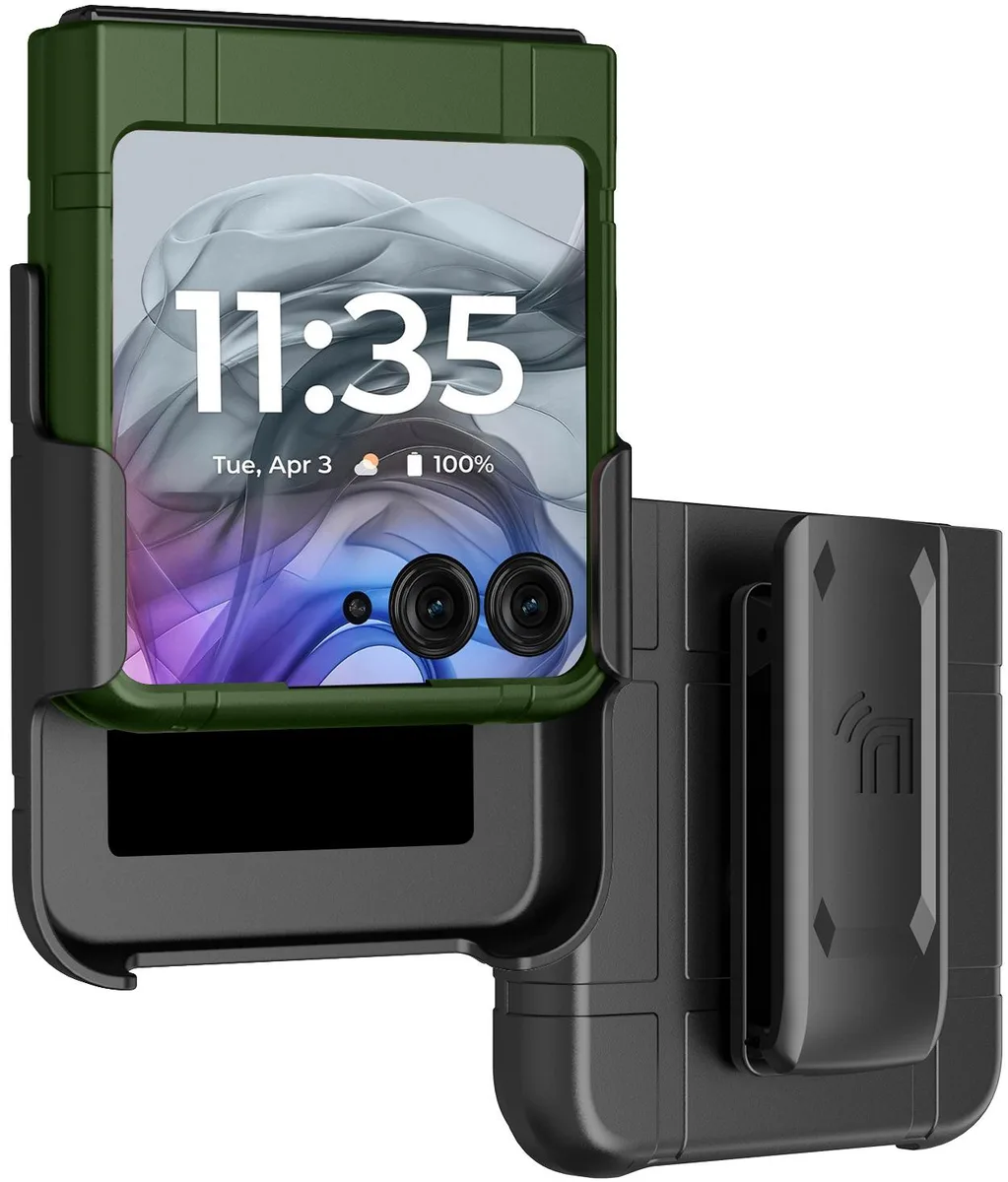 Nakedcellphone Nakedcellphone Hard Case Belt Clip Holster Motorola RAZR 2024 2025 2026 Forest Green — product photo