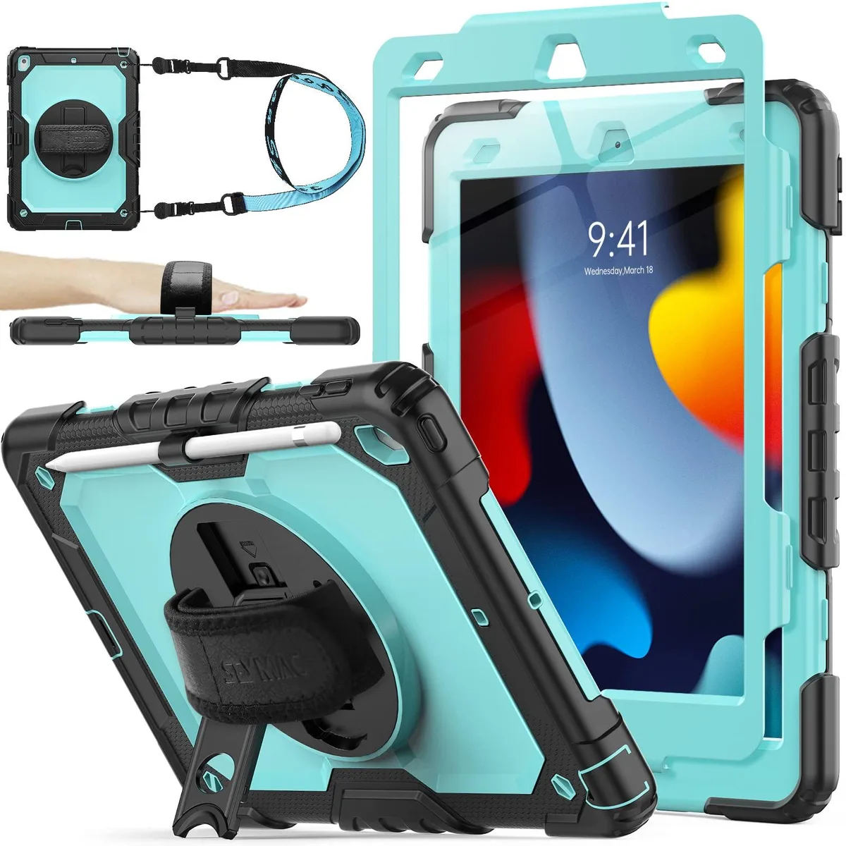 Speck Case for iPad 9th/8th/7th Gen 10.2 SkyBlue+Black — product photo