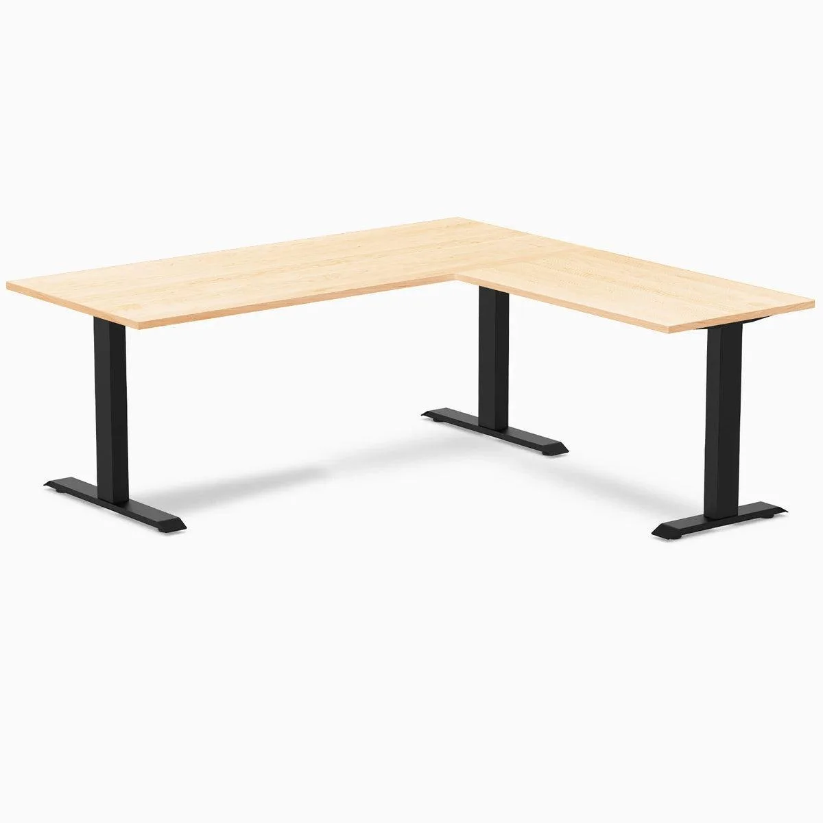 Desky Desky Zero Hardwood L-Shape Desk Maple 72 x 30 x 70 x 24 in Matte Black — product photo