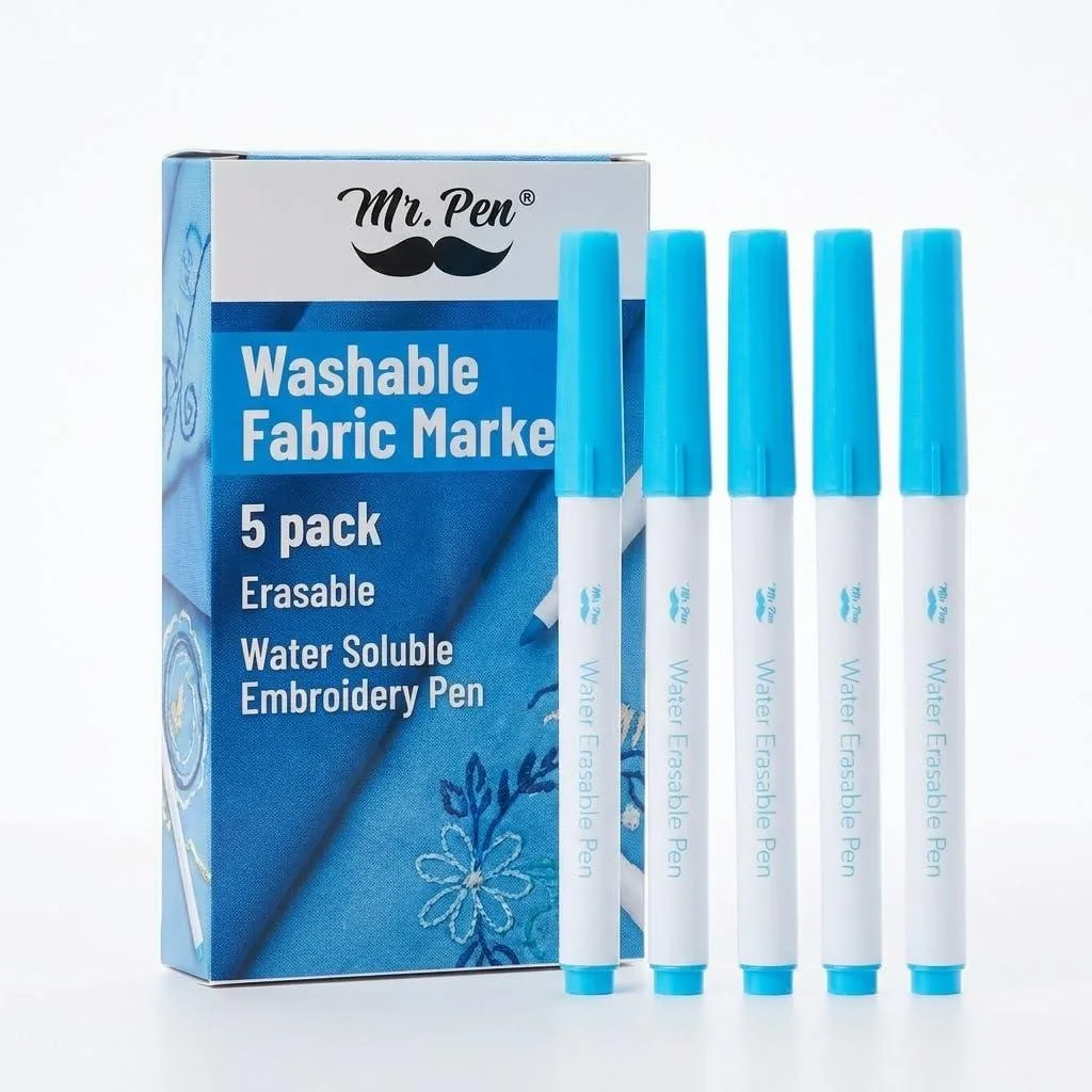  Mr. Pen Washable Fabric Markers 5 Pack Blue — product photo